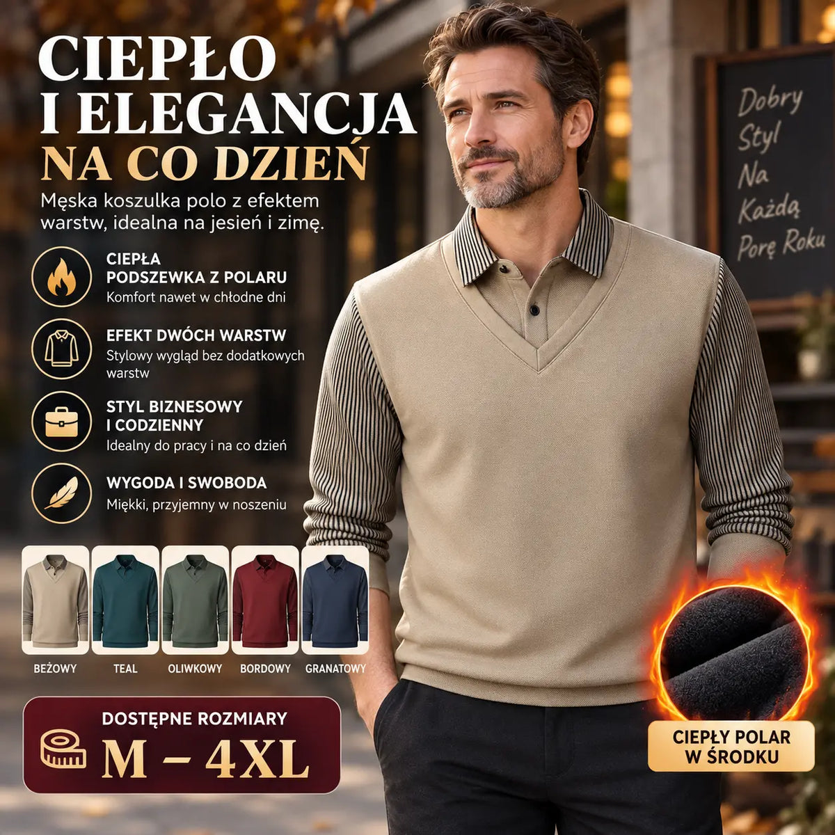 【M-4XL】Męski dwuczęściowy sweter ze sztucznej szenili z aksamitem i pogrubieniem zapewniającym ciepło