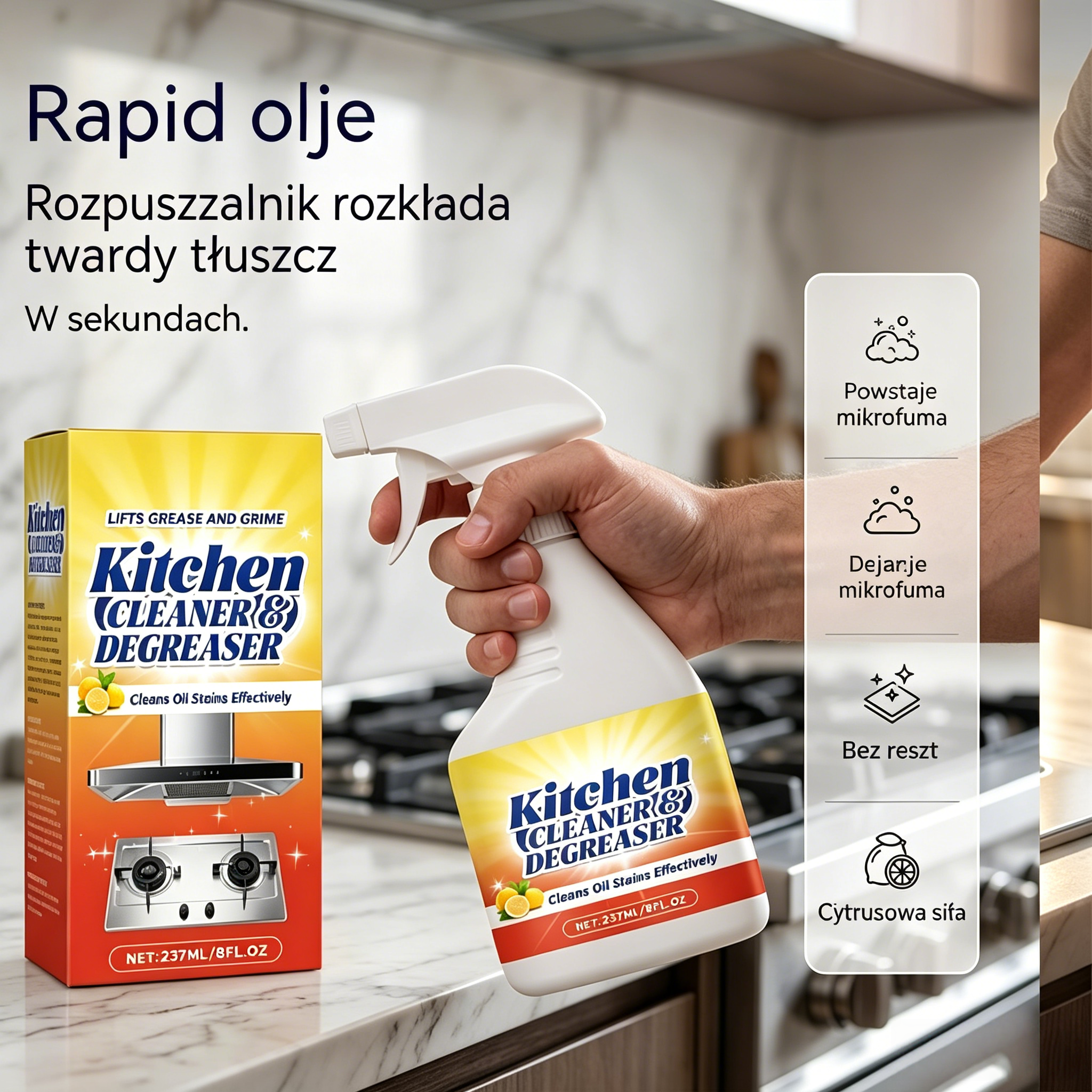 🍋【Kup 1, otrzymaj 1 gratis】Silny spray do czyszczenia i odtłuszczania kuchni