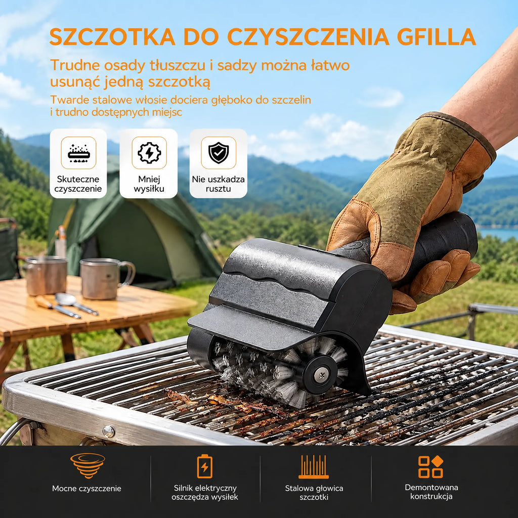 🔋🧹 Bezprzewodowa elektryczna szczotka do czyszczenia grilla – akumulator litowy, wielofunkcyjna i łatwa w użyciu 🔥🍖